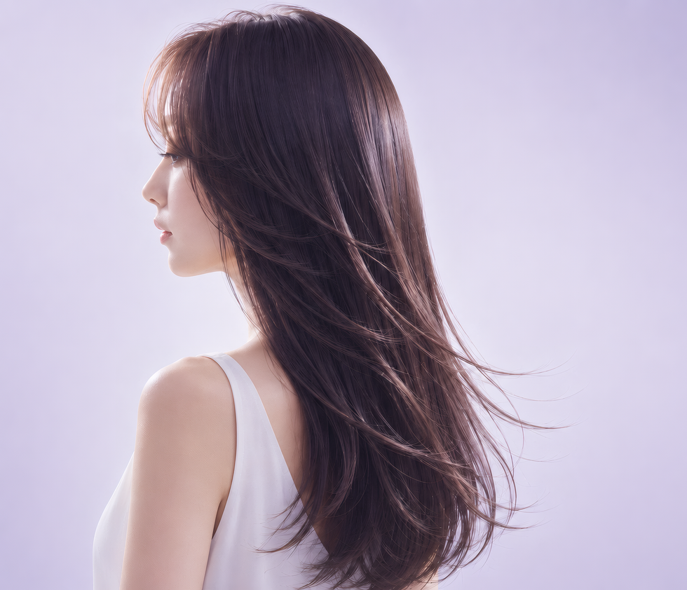 艶のあるストレートヘアの女性